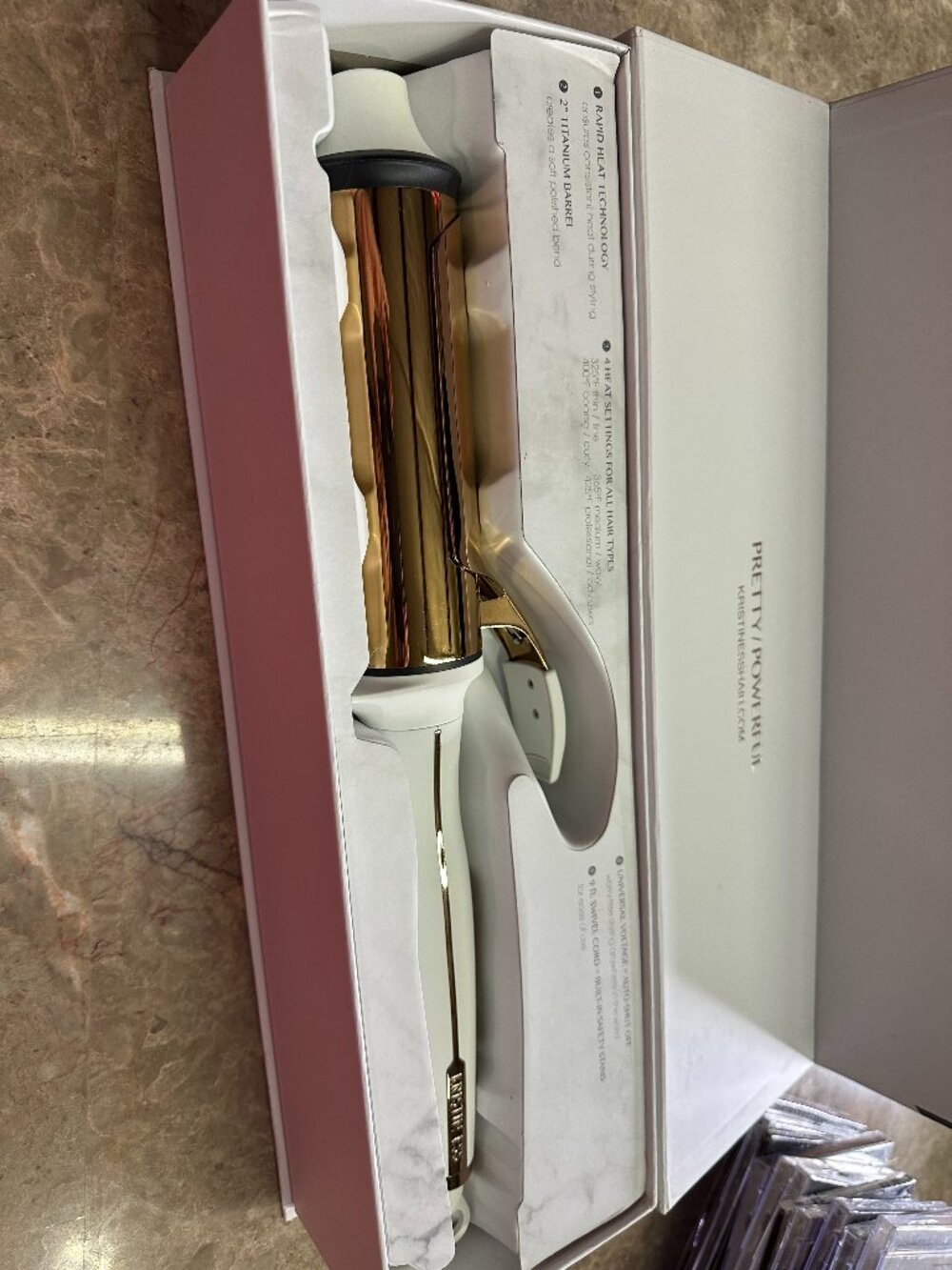 New Kristin Ess 2" Soft Bend Titanium Curling Iron White Gold In Box Tested Work